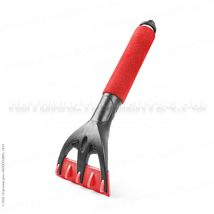 Скребок для снега "AUTOPROFI", ширина 10 см, с мягкой ручкой, 30 см, чёрн./красный, 1/100